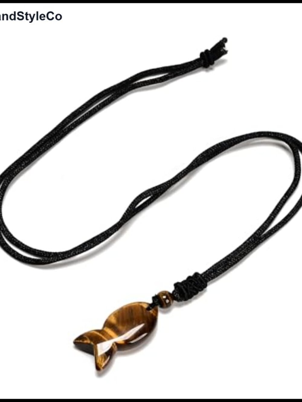Carp Koi Fish Pendant Necklace 2pcs Set Yellow Tiger Eye Healing Stone